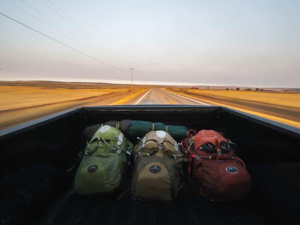 Backpacks in a truck
